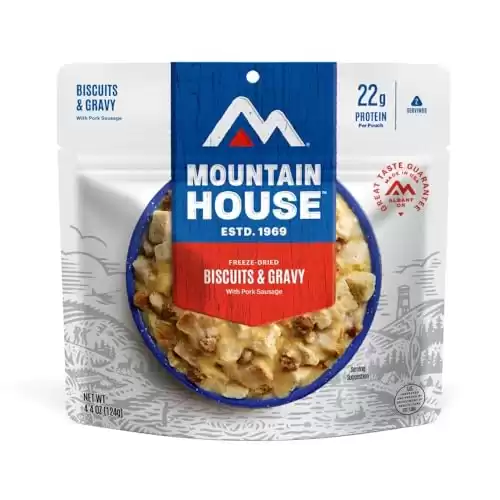 Mountain House Biscuits & Gravy | Freeze Dried Backpacking & Camping Food |2 Servings