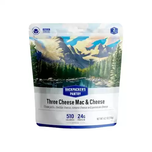 Backpacker's Pantry Three Cheese Mac & Cheese - Freeze Dried Backpacking & Camping Food - Emergency Food - 24 Grams of Protein, Vegetarian, 1 count