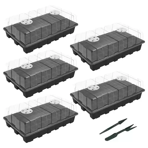 Gardzen 5-Set Seed Starter Tray Kits, Plant Germination Trays, Seed Starting Trays with Dome and Base (40-Cell Per Tray)