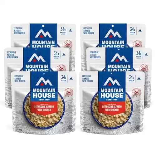 Mountain House Fettuccine Alfredo with Chicken | Freeze Dried Backpacking & Camping Food | 6-Pack