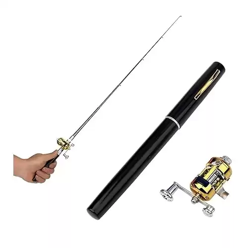 2023 Pocket Size Fishing Rod - Newest Pen Fishing Pole and Reel Combo, Portable Telescopic Small Fishing Pole Mini Fishing Rod, Micro Collapsible Fishing Rod and Reel Combo Travel Fishing Kits