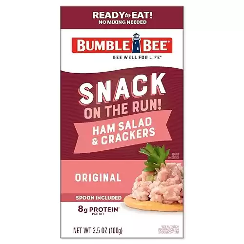 Bumble Bee Snack On The Run Ham Salad with Crackers Kit, 3.5 oz - Ready to Eat, Spoon Included - Shelf Stable & Convenient Protein Snack