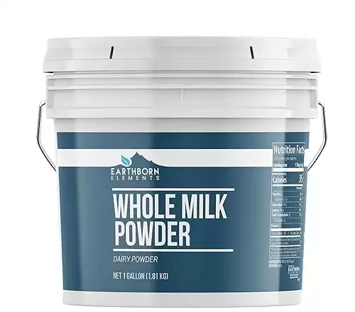 Earthborn Elements Whole Milk Powder 1 Gallon, Light Sweet Taste, Bulk Size