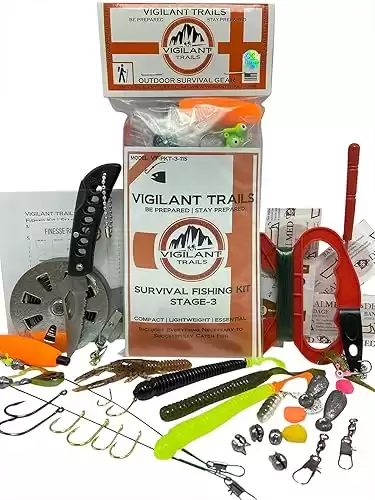 Vigilant Trails Survival Fishing, Hiking Gear, Bug Out Bag, Emergency Preparedness, Survival-Pocket Fishing Kit Stage-3